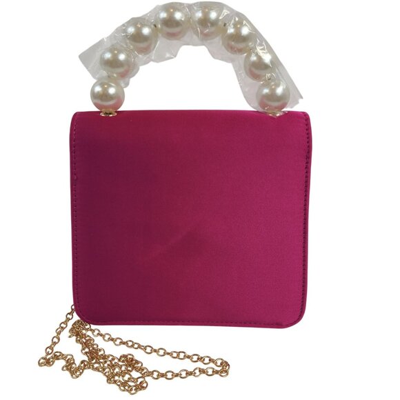 NWT Shiraleah Magenta Maude Mini Top Handle Bag With Pearl Bow & Chain Strap - Picture 9 of 9